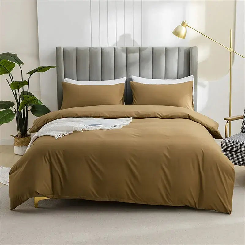 Quilted tan duvet cover set bedroom soft bedding with pillowcases