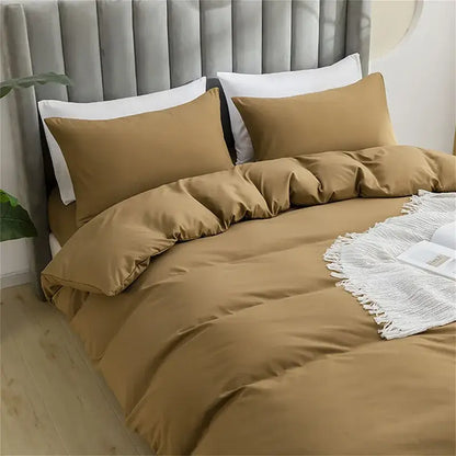 Quilted tan duvet cover set bedroom soft bedding with pillowcases