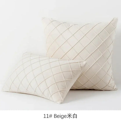 Quilted velvet lattice cushion cover living room pillow