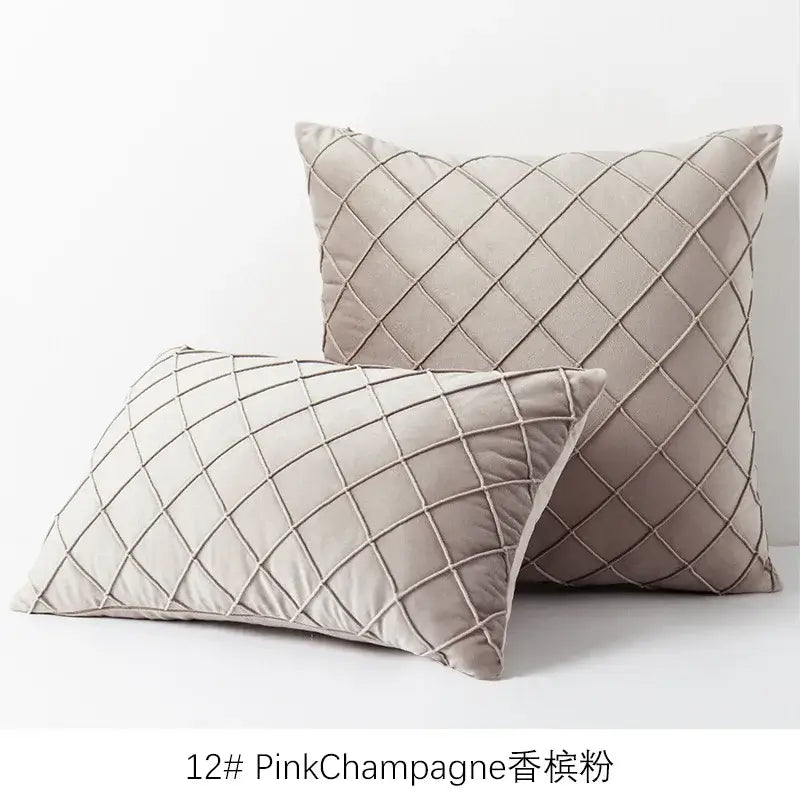 Quilted velvet lattice cushion cover living room pillow