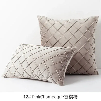 Quilted velvet lattice cushion cover living room pillow