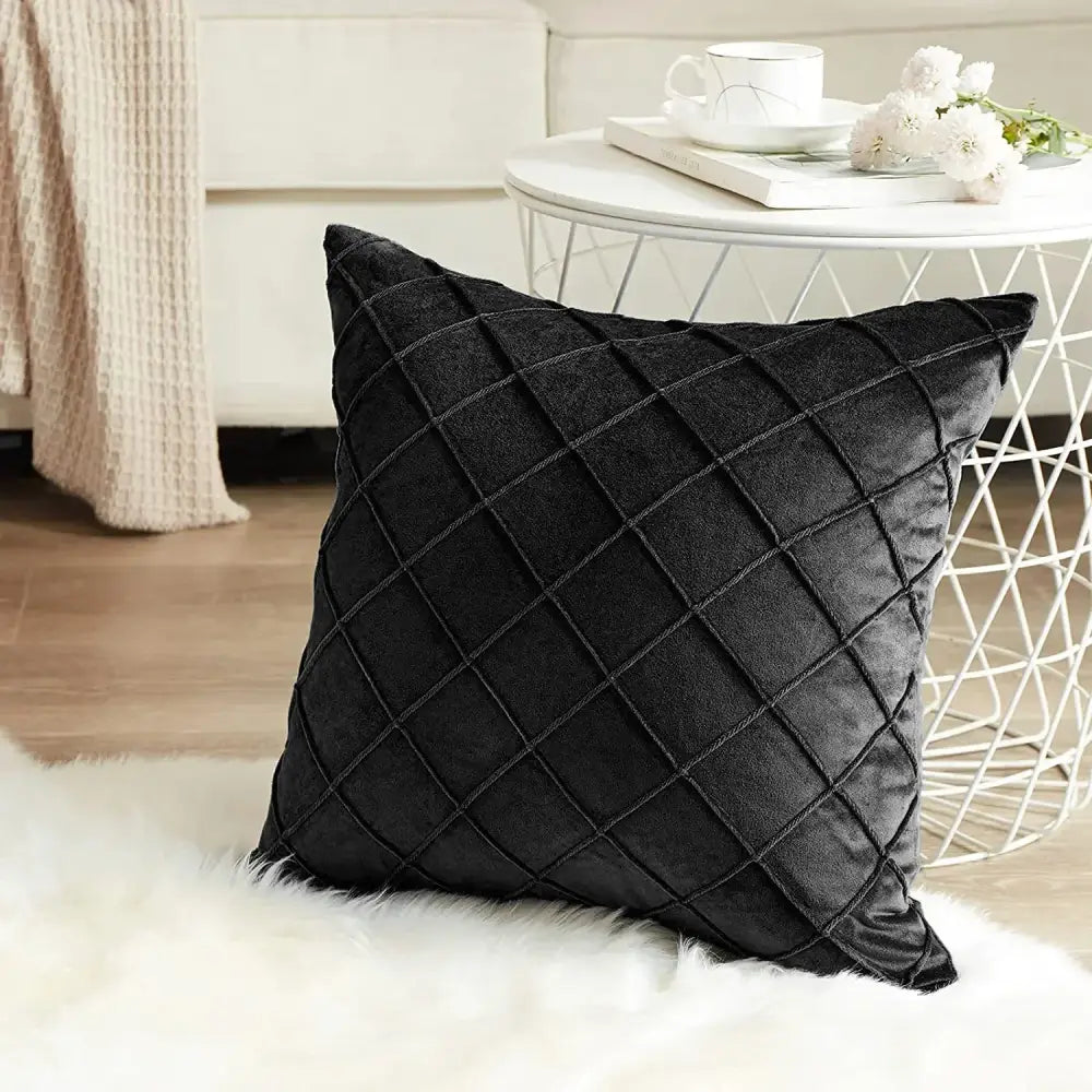 Quilted velvet lattice cushion cover living room pillow