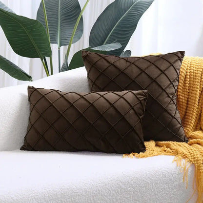 Quilted velvet lattice cushion cover living room pillow