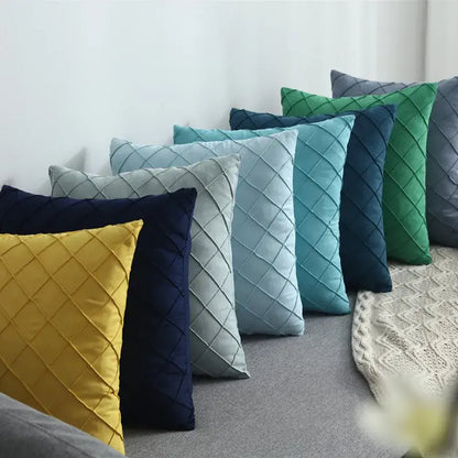 Quilted velvet lattice cushion cover living room pillow