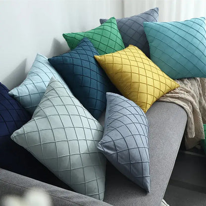Quilted velvet lattice cushion cover living room pillow