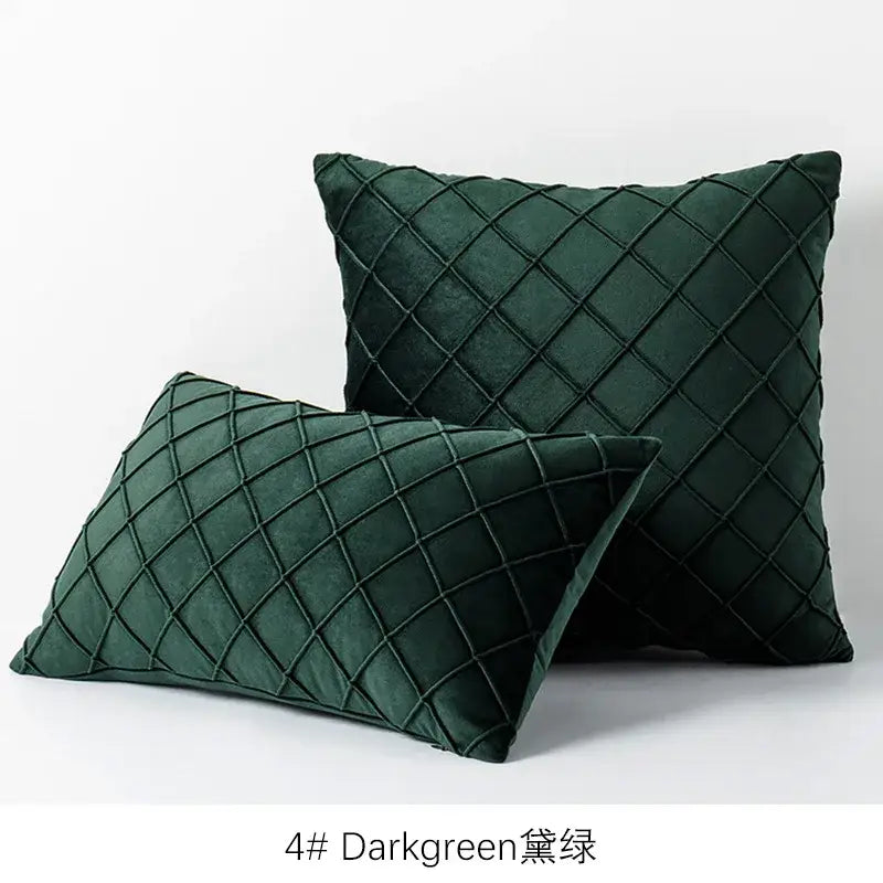 Quilted velvet lattice cushion cover living room pillow