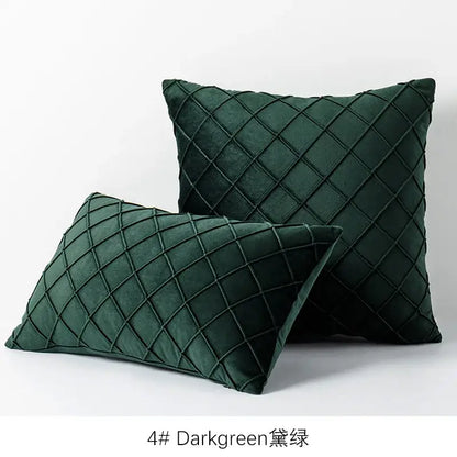 Quilted velvet lattice cushion cover living room pillow