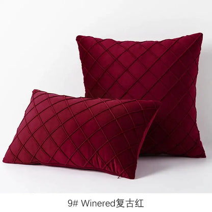 Quilted velvet lattice cushion cover living room pillow