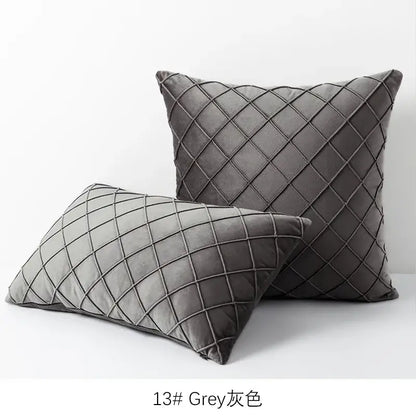 Quilted velvet lattice cushion cover living room pillow