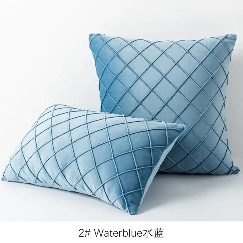 Quilted velvet lattice cushion cover living room pillow
