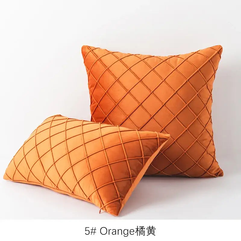 Quilted velvet lattice cushion cover living room pillow