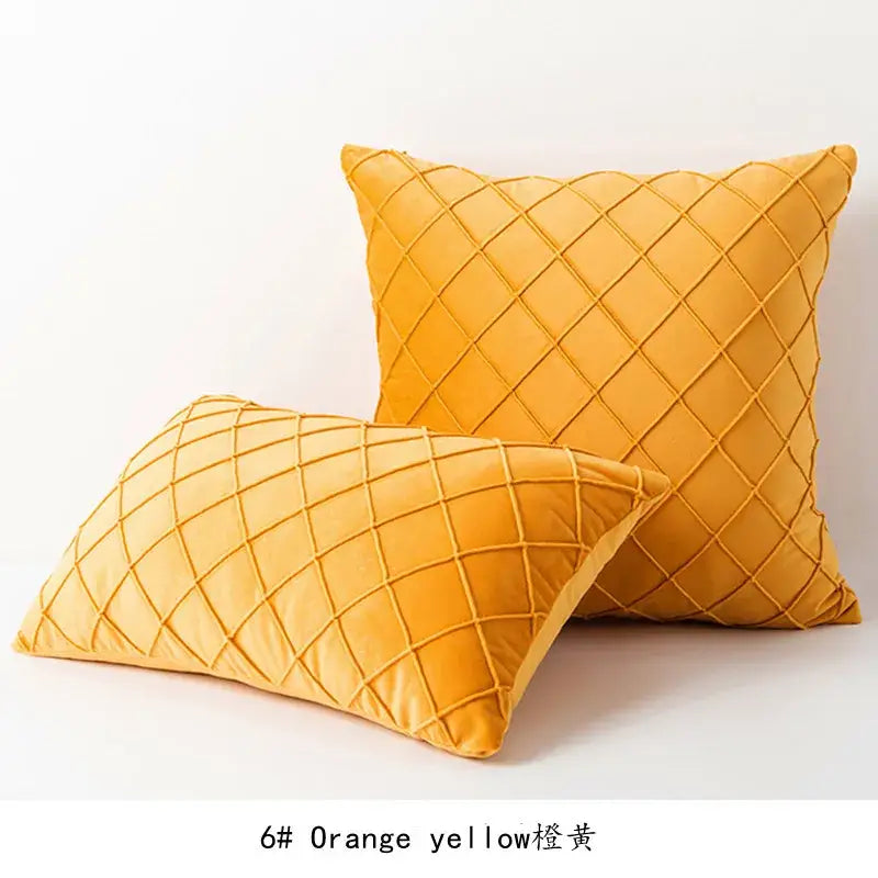 Quilted velvet lattice cushion cover living room pillow