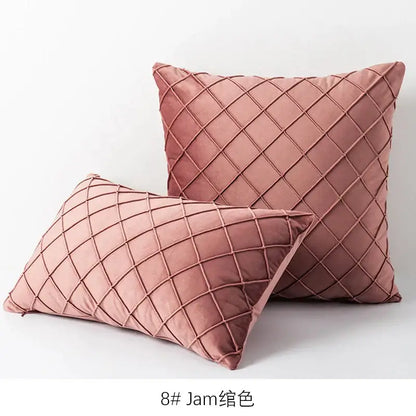 Quilted velvet lattice cushion cover living room pillow