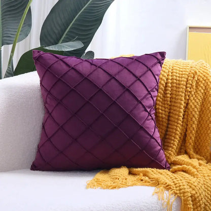 Quilted velvet lattice cushion cover living room pillow