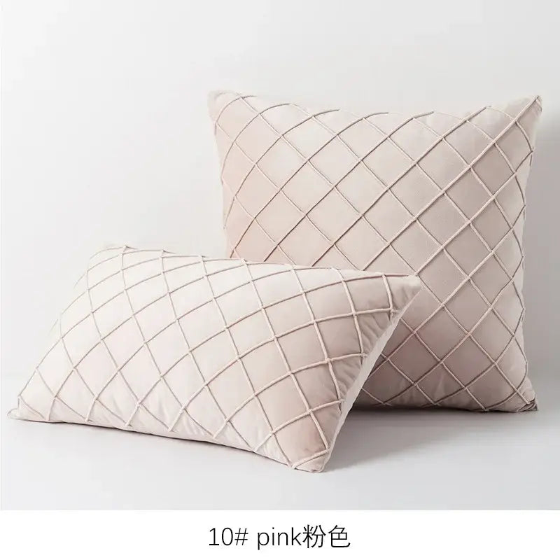 Quilted velvet lattice cushion cover living room pillow