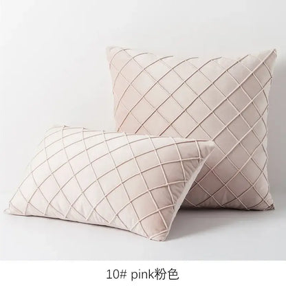Quilted velvet lattice cushion cover living room pillow