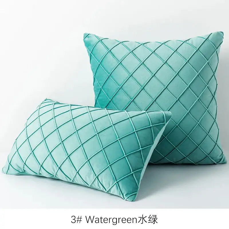 Quilted velvet lattice cushion cover living room pillow