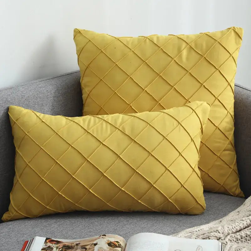 Quilted velvet lattice cushion cover living room pillow