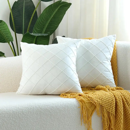 Quilted velvet lattice cushion cover living room pillow