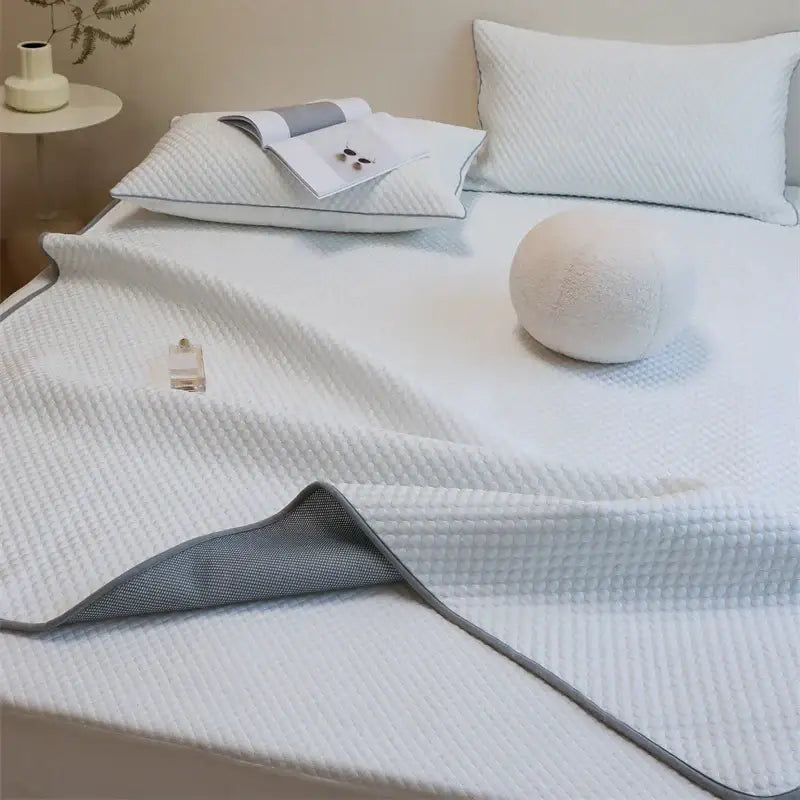 Quilted white & gray cooling mat pillowcase set bedroom ice bean