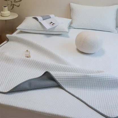 Quilted white & gray cooling mat pillowcase set bedroom ice bean