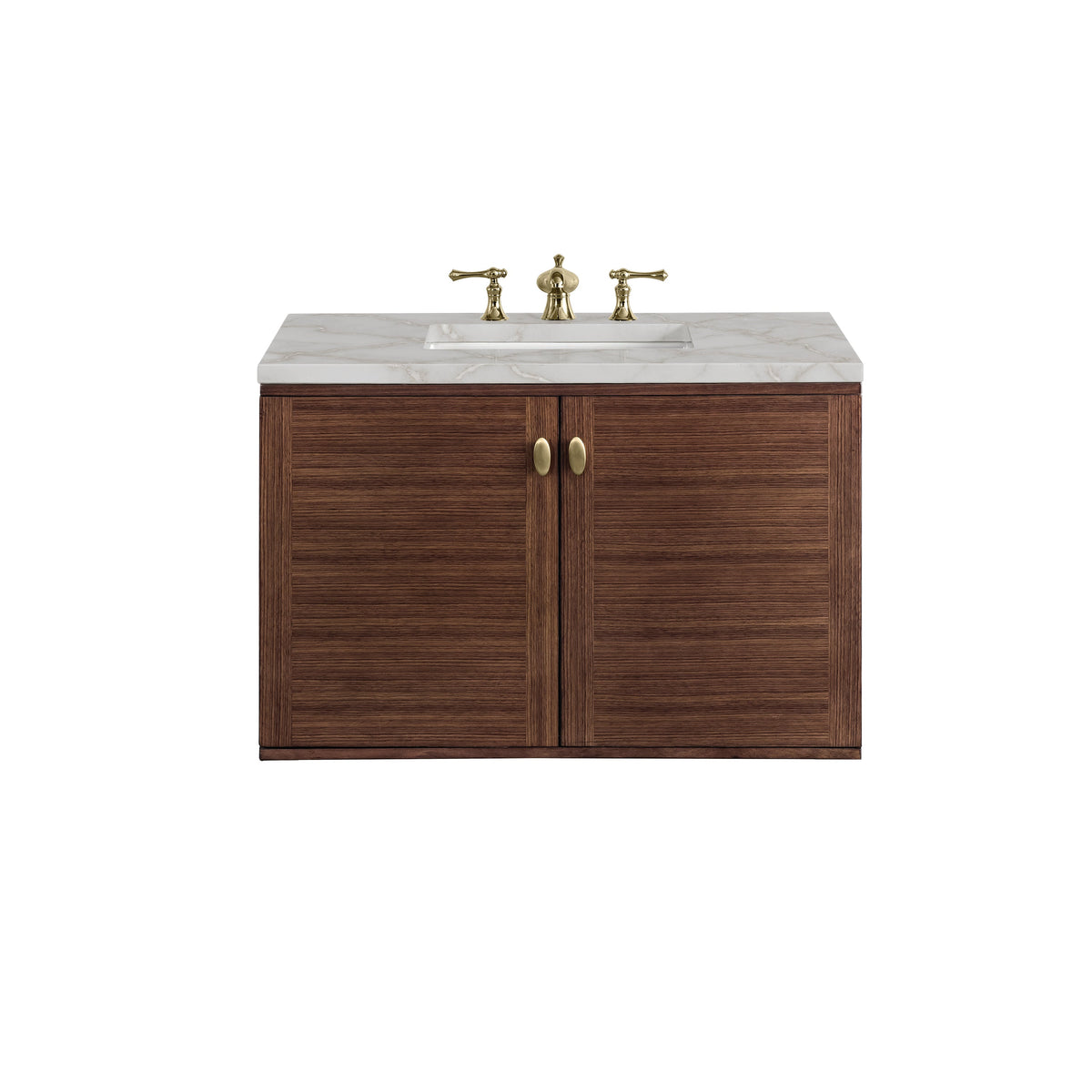 James Martin Amberly 36" Dual Mount Single Bathroom Vanity, Mid-Century Walnut