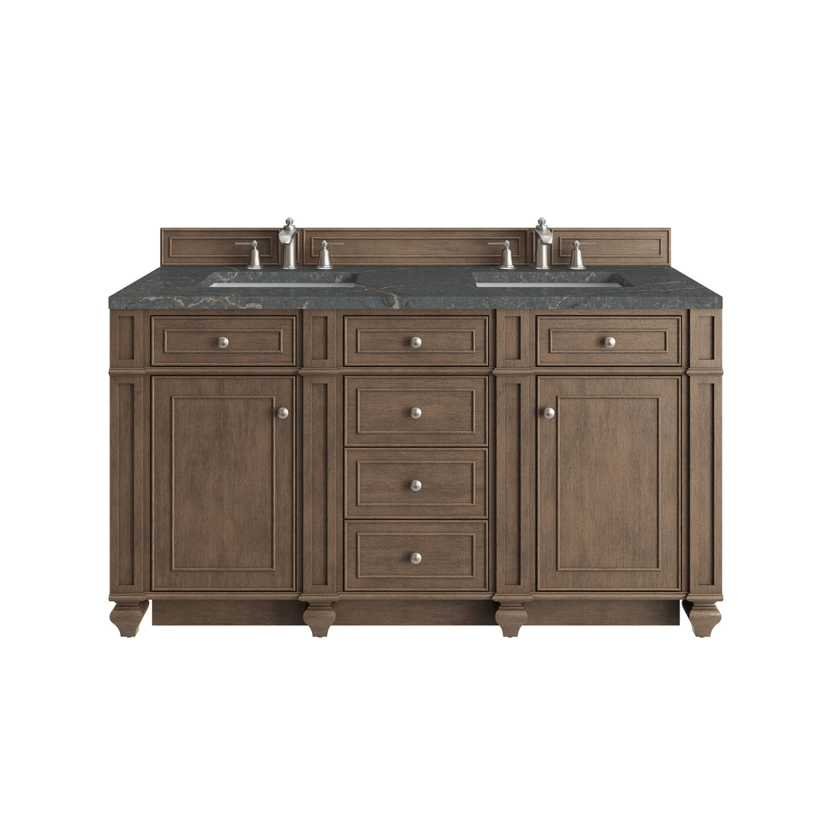 James Martin Bristol 60" Double Bathroom Vanity, Whitewashed Walnut