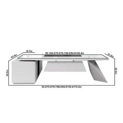 Turing · White L-Shaped Executive Desk