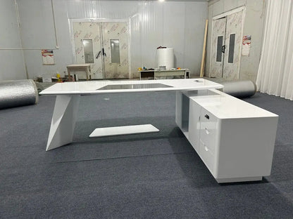 Turing · White L-Shaped Executive Desk