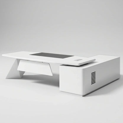 Turing · White L-Shaped Executive Desk