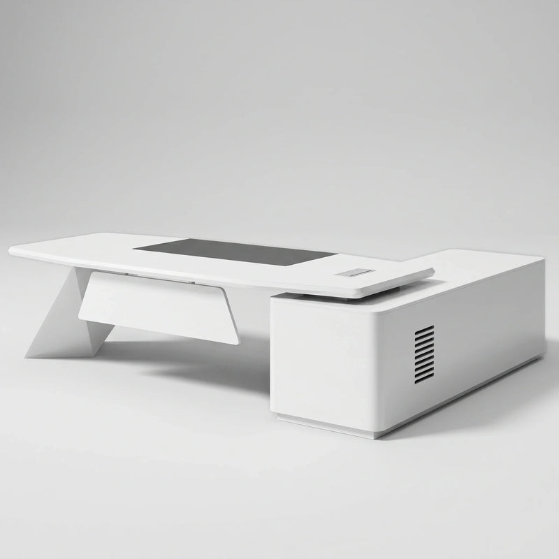Turing · White L-Shaped Executive Desk