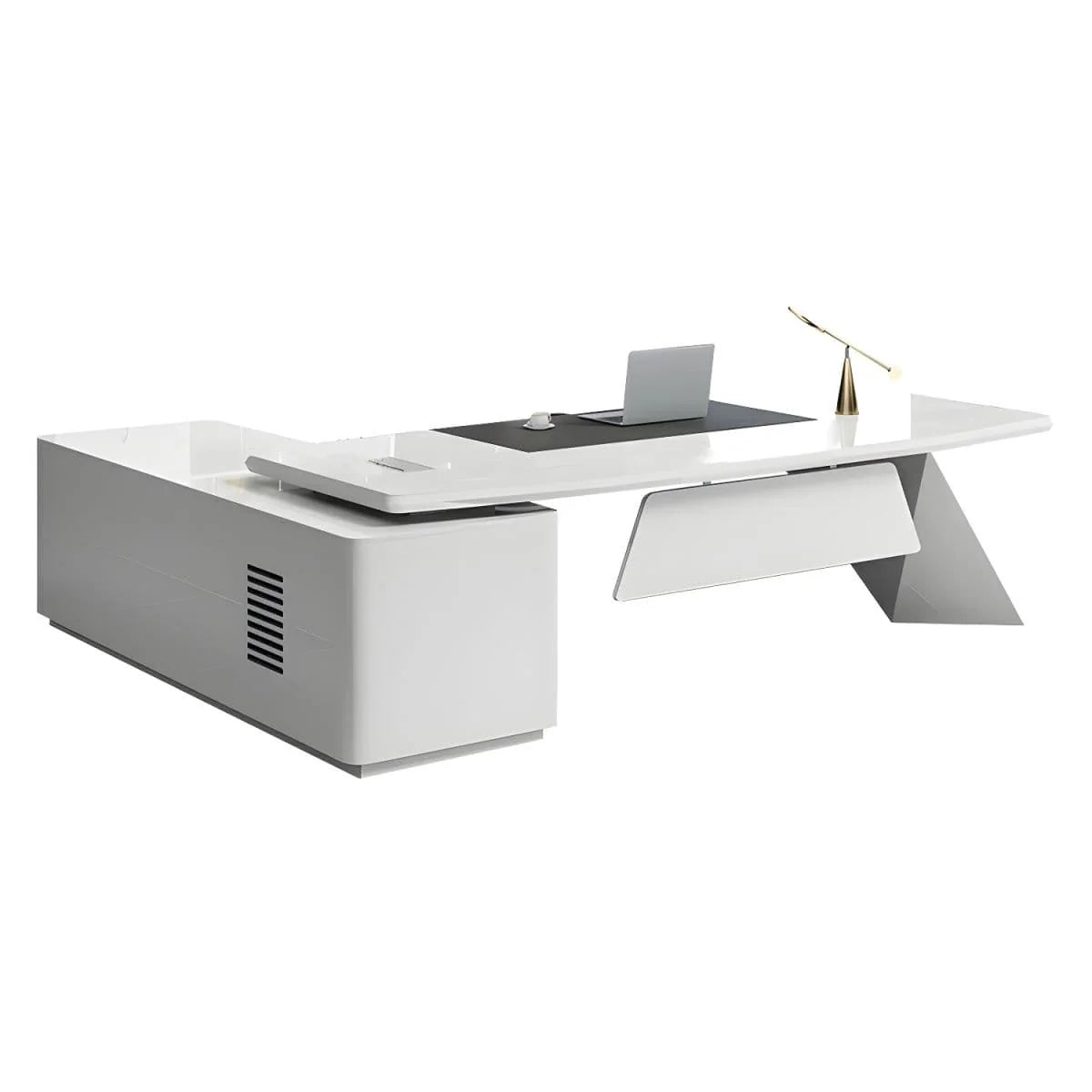 Turing · White L-Shaped Executive Desk