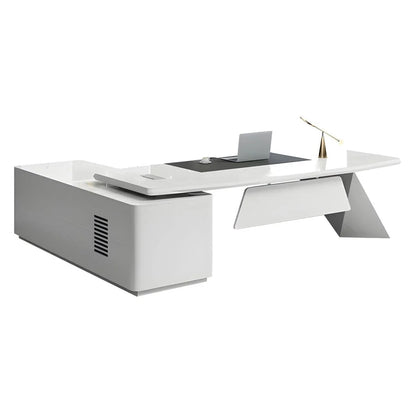 Turing · White L-Shaped Executive Desk