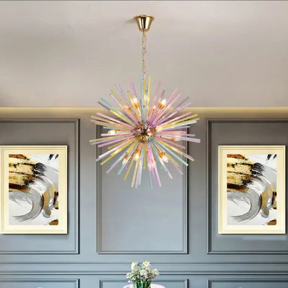 Rainbow pastel glass dandelion chandelier lighting bedroom pendant light