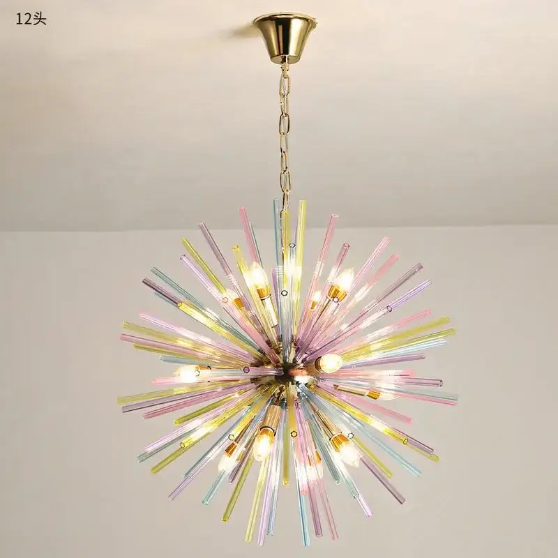 Rainbow pastel glass dandelion chandelier lighting bedroom pendant light