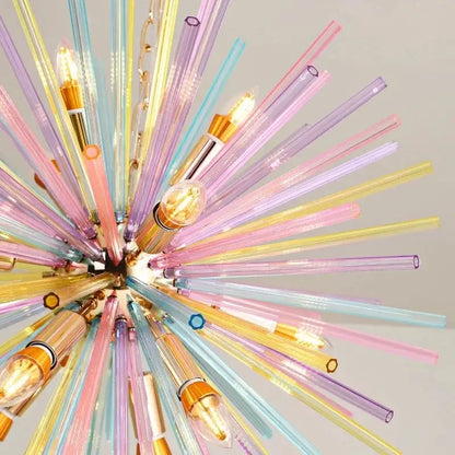 Rainbow pastel glass dandelion chandelier lighting bedroom pendant light