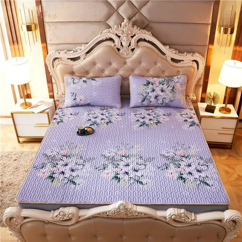 Rainbow striped cartoon print mattress set bedroom quilted cushion