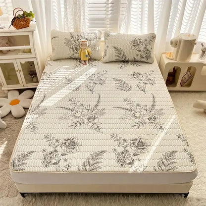 Rainbow striped cartoon print mattress set bedroom quilted cushion