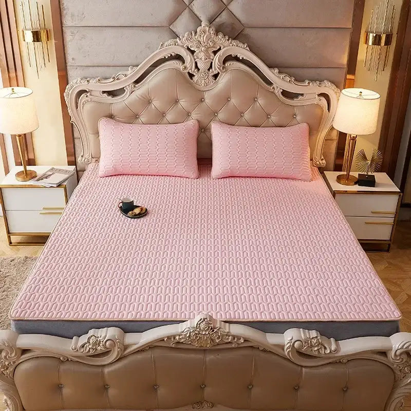 Rainbow striped cartoon print mattress set bedroom quilted cushion