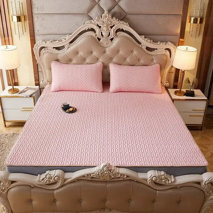Rainbow striped cartoon print mattress set bedroom quilted cushion