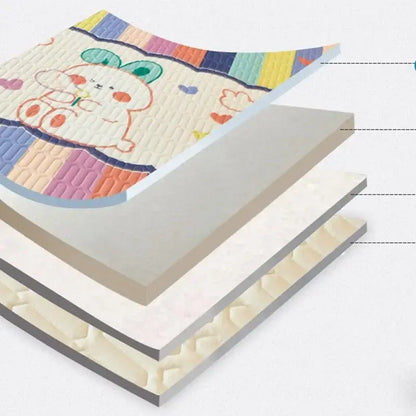 Rainbow striped cartoon print mattress set bedroom quilted cushion