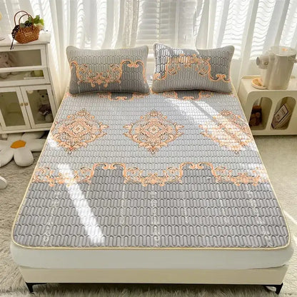 Rainbow striped cartoon print mattress set bedroom quilted cushion