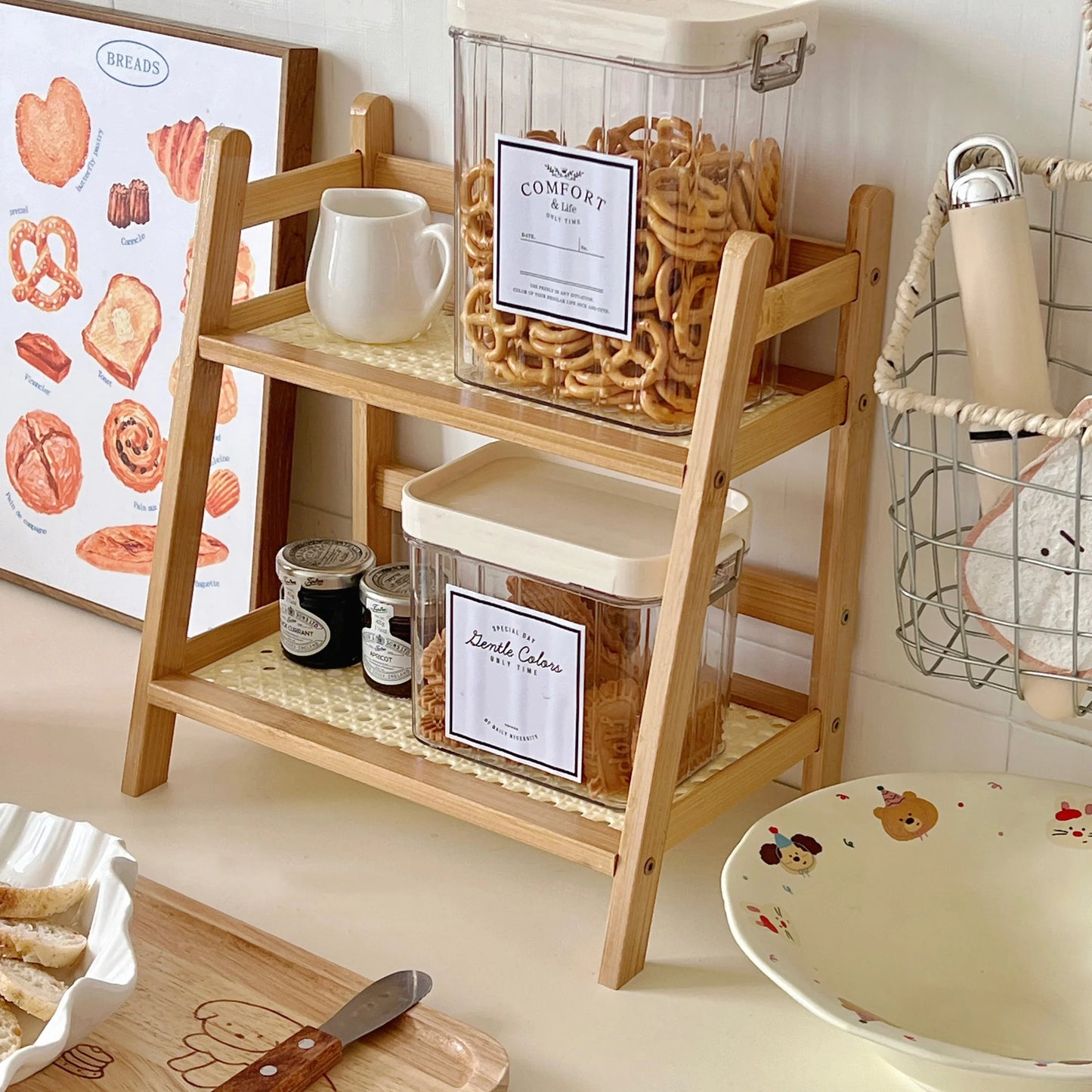 DecorBites™ Rattan 2-Tier Desktop Organizer Shelf