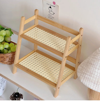 DecorBites™ Rattan 2-Tier Desktop Organizer Shelf