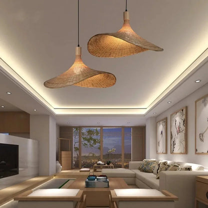 DecorBites™ Rattan Pendant Light with Dimmable Bamboo Shade