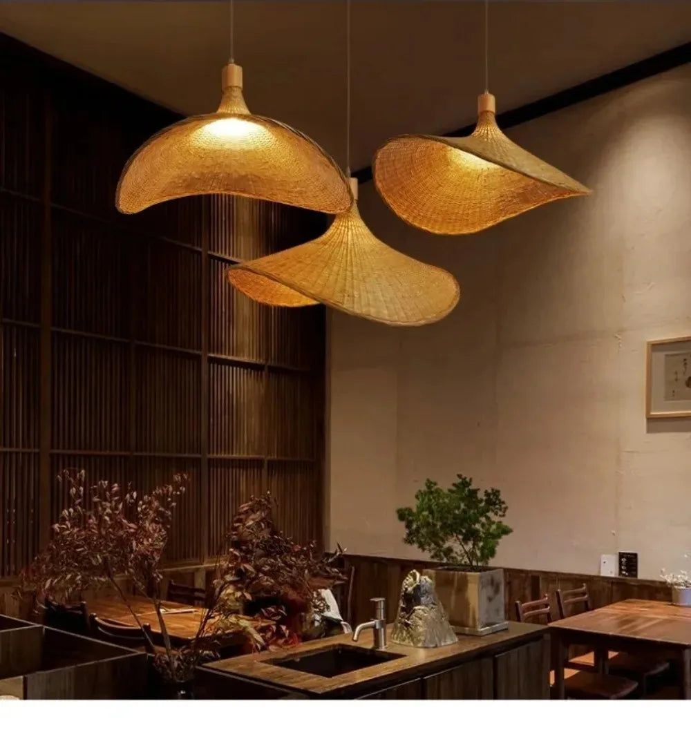 DecorBites™ Rattan Pendant Light with Dimmable Bamboo Shade