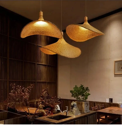 DecorBites™ Rattan Pendant Light with Dimmable Bamboo Shade