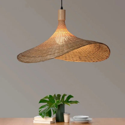 DecorBites™ Rattan Pendant Light with Dimmable Bamboo Shade