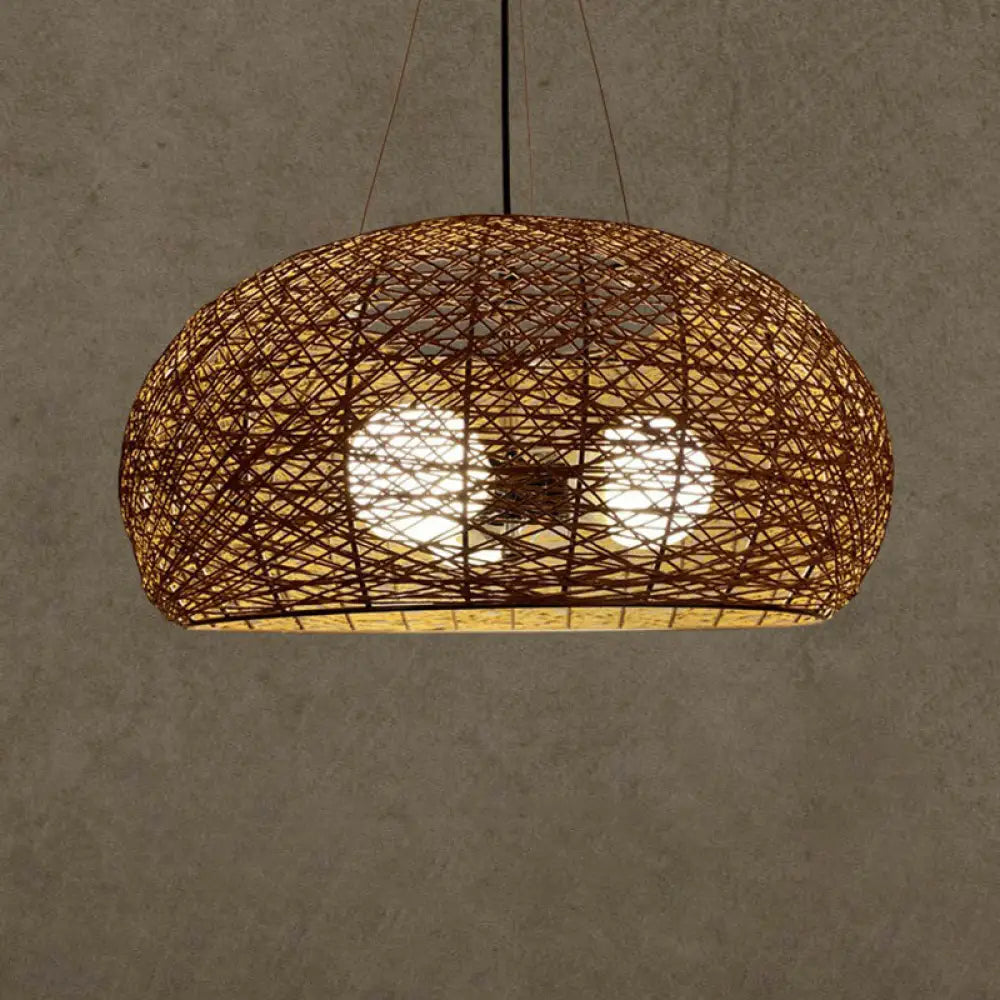 DecorBites™ Rattan Tea Room Chandelier: Asian Style Pendant Lighting Fixture