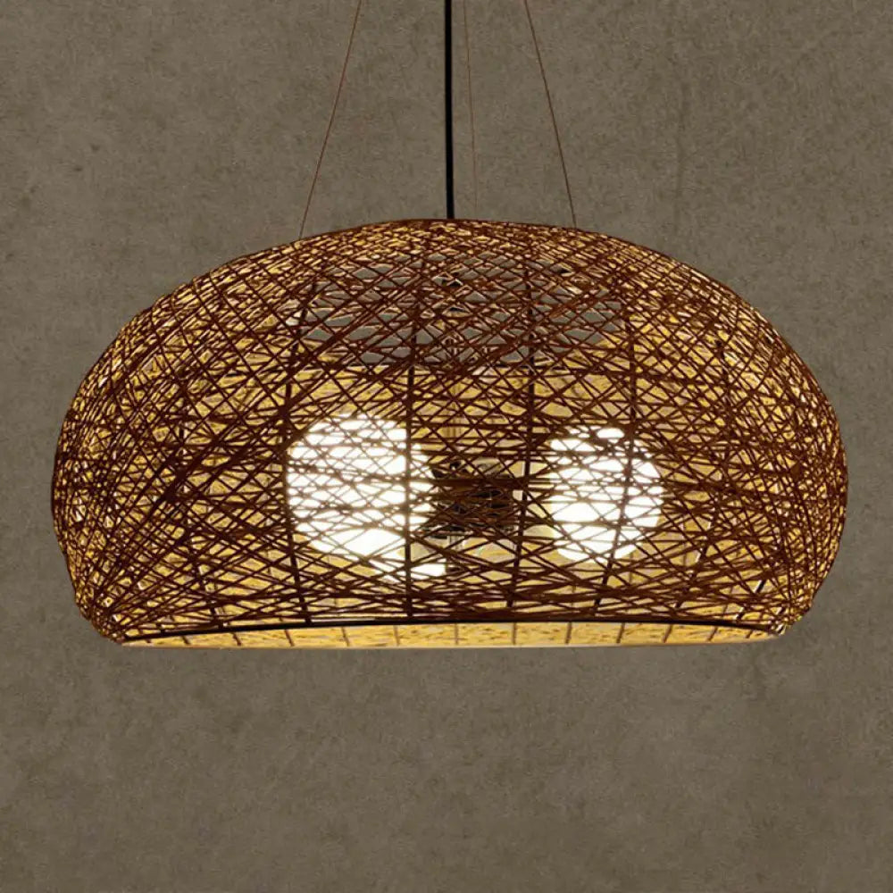 DecorBites™ Rattan Tea Room Chandelier: Asian Style Pendant Lighting Fixture